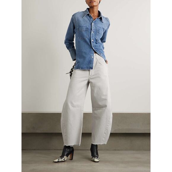 CITIZENS OF HUMANITY Horseshoe high-rise barrel-leg jeans Size 32 Light Grey - Picture 1 of 12